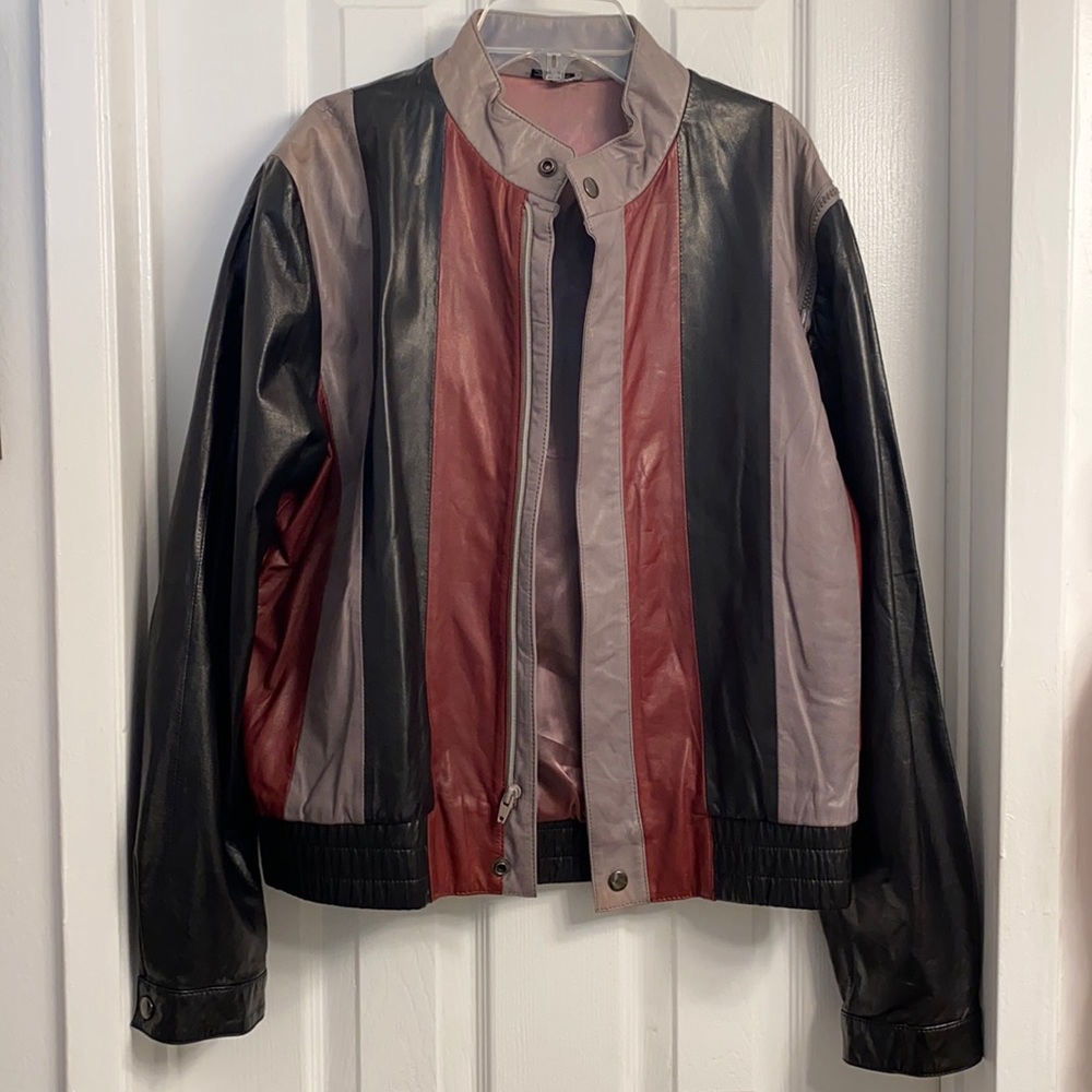 Vintage ‘80s Striped Leather Jacket Sz 40